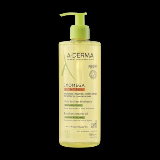 Slika A-Derma Exomega Control, emolientno čistilno olje za tuširanje za atopijsko kožo 500 ml