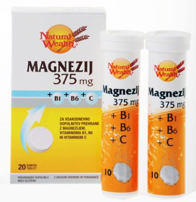 Slika Natural Wealth Magnezij 375 mg + B1 + B6 + C, šumeče tablete 20x