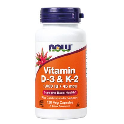 Slika NOW Vitamin D3 & K2 1.000 IE 45 mcg, kapsule 120x
