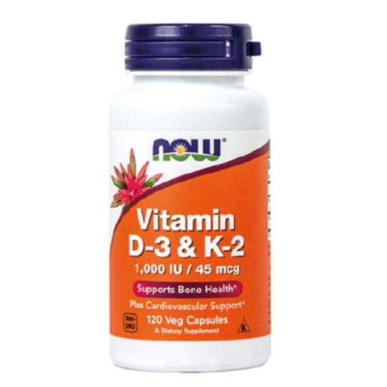 Slika NOW Vitamin D3 & K2 1.000 IE 45 mcg, kapsule 120x