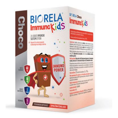 Slika Biorela Immuno Kids Choco, mlečne čokoladice 20x