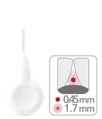 Slika Paro medzobna ščetka flexi grip bela, velikost 1.7 mm (  žice 0.45 mm), grip držalo, blister, 4x