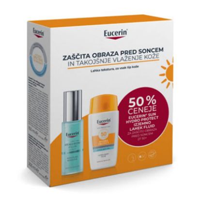 Slika Eucerin sun paket 2024 (hyaluron-filler ultra light vlaž booster 30ml+hydro fluid zf50+ 50ml -50%)
