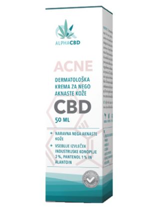 Slika Alpha cbd acne dermatološka krema za nego aknaste kože plastenka s pumpico 50 ml