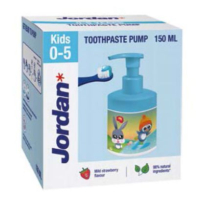 Slika Jordan zobna pasta kids 0 - 5 let 1.000 ppmf plastenka s pumpico 150 ml