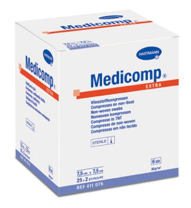 Slika Medicomp extra komprese 7,5x7,5cm, sterilne, netkane, 2x25  411076
