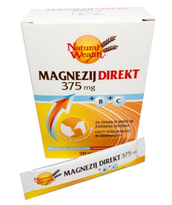 Slika Natural wealth magnezij direkt 375 mg vrečka 20x
