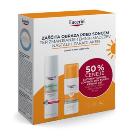 Slika Eucerin sun paket 2024 (dermopure serum s trojnim učinkom 40ml+oil control gel zf50+ 50ml -50%)