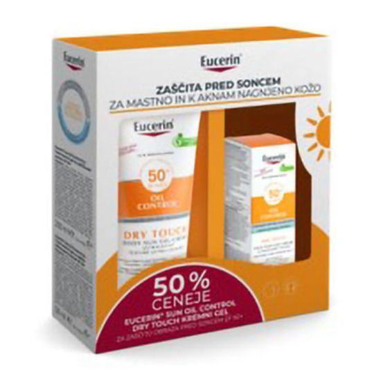 Slika Eucerin sun paket oil control dry touch zf50+ 2024 (gel zf50+ 200ml+gel obraz zf50+ 50ml -50%)