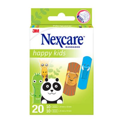 Slika Nexcare obliž happy kids živali 20x (10x 72mm x 19mm, 10x 25mmx72mm)