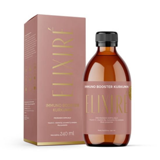 Slika Elixire  immuno booster kurkumin, okus pasijonke, premium prehransko dopolnilo 240 ml