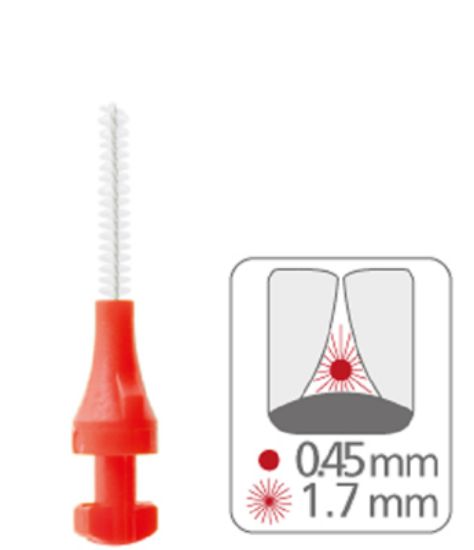 Slika Paro zamenljiva medzobna ščetka isola f rdeča, velikost 1.7 mm (  žice 0.45 mm), plastično držalo, 5x