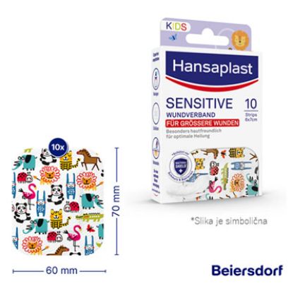 Slika Hansaplast Sensitive Kids, obiži za večje rane 10x